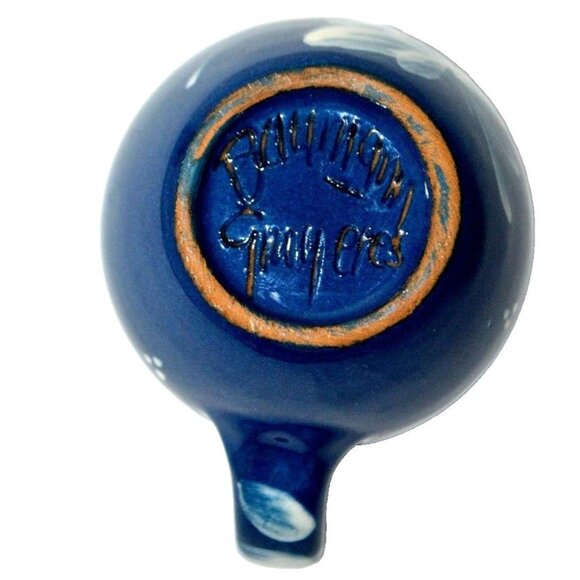 Baumann Gruyeres Cream Pitcher Cobalt Blue with White Flowers Switzerland - Picture 8 of 9